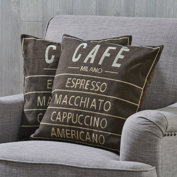 HomeMagic, 18" x 18" Café Milano Decorative Pillow Cover, Polyester & Cotton, Set of 2