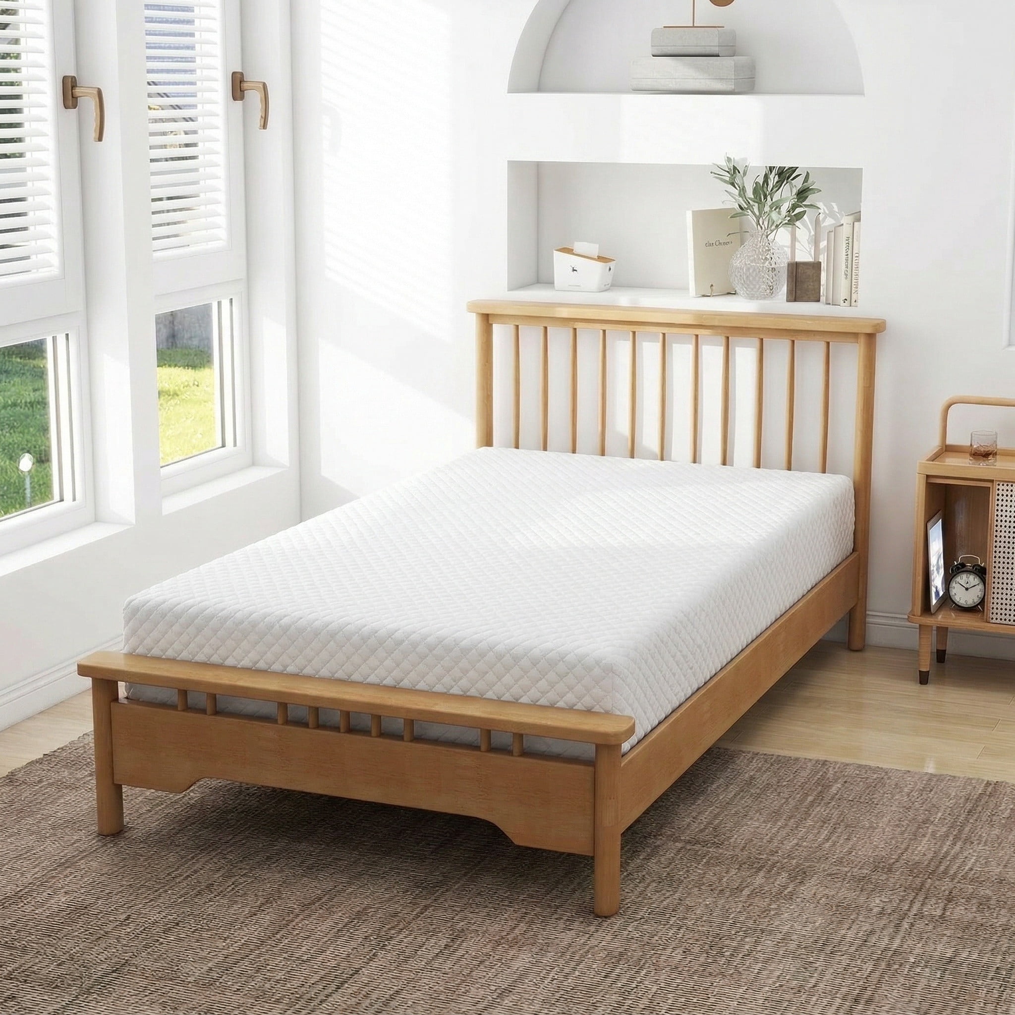 IULULU 6 Inch Gel Memory Foam Mattress, Twin Size Mattress with Graphene Cooling Cover, Fiberglass-Free, Medium-Firm, Bed in a Box