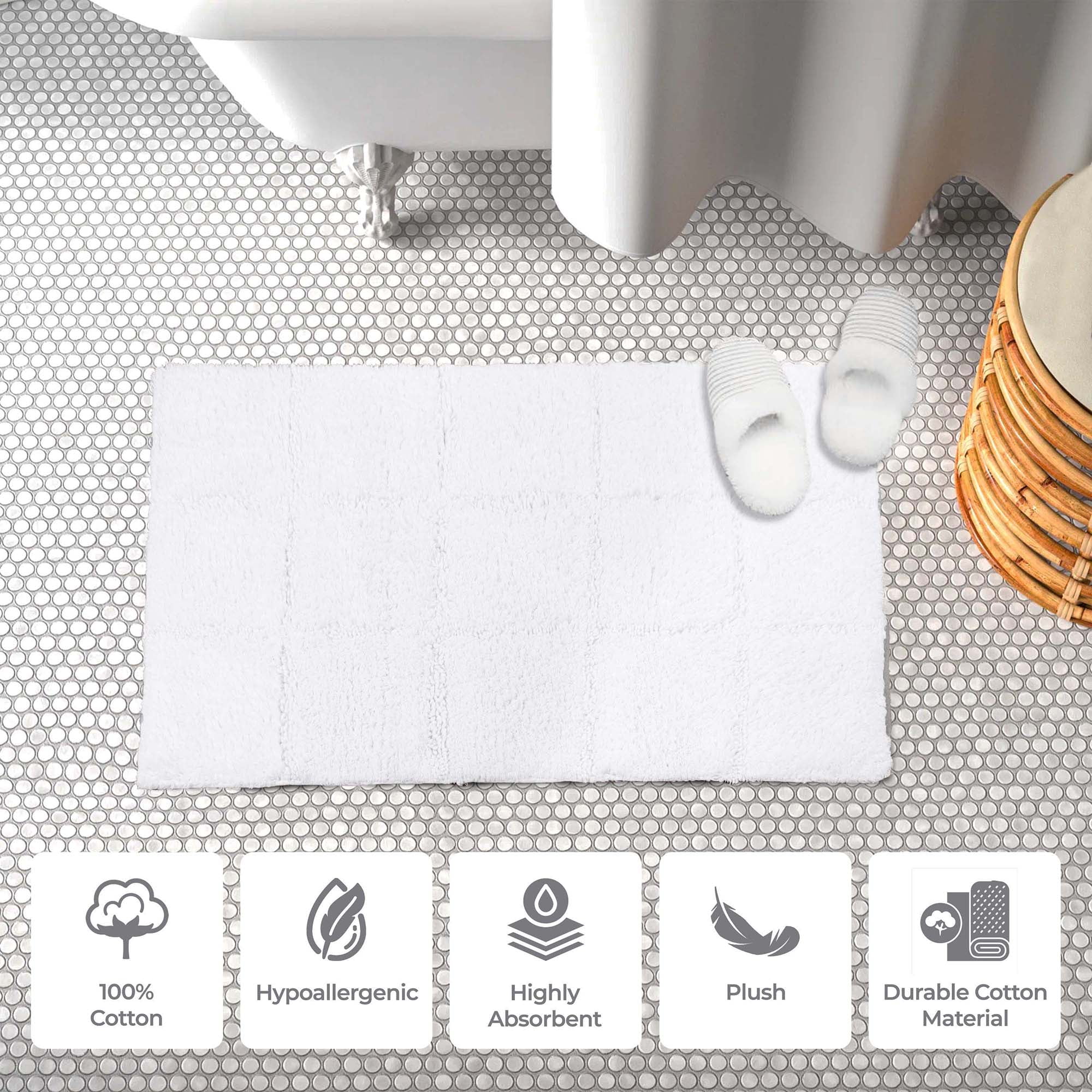 Superior Non-Slip Washable Bath Rug Set, 20" x 30", 24" x 36", White