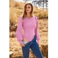 thumbnail image 5 of Long Puff Sleeve Sweaters for Women  Fall Winter Crewneck Knit Ribbed Bodysuit Pullover Tops, 5 of 11