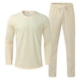 thumbnail image 4 of ZCFZJW Men's Tracksuit 2 Piece Sweatsuit Set Long Sleeve Crewneck Pullover Sweatsuits and Sweatpants Athletic Suit for Sports Casual Fitness Jogging Suits Beige L, 4 of 5