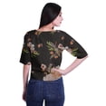 thumbnail image 3 of Moomaya Printed Cotton Top For Womens V-neck Crop Top Elbow Sleeve Summer Blouse T-shirt, 3 of 7