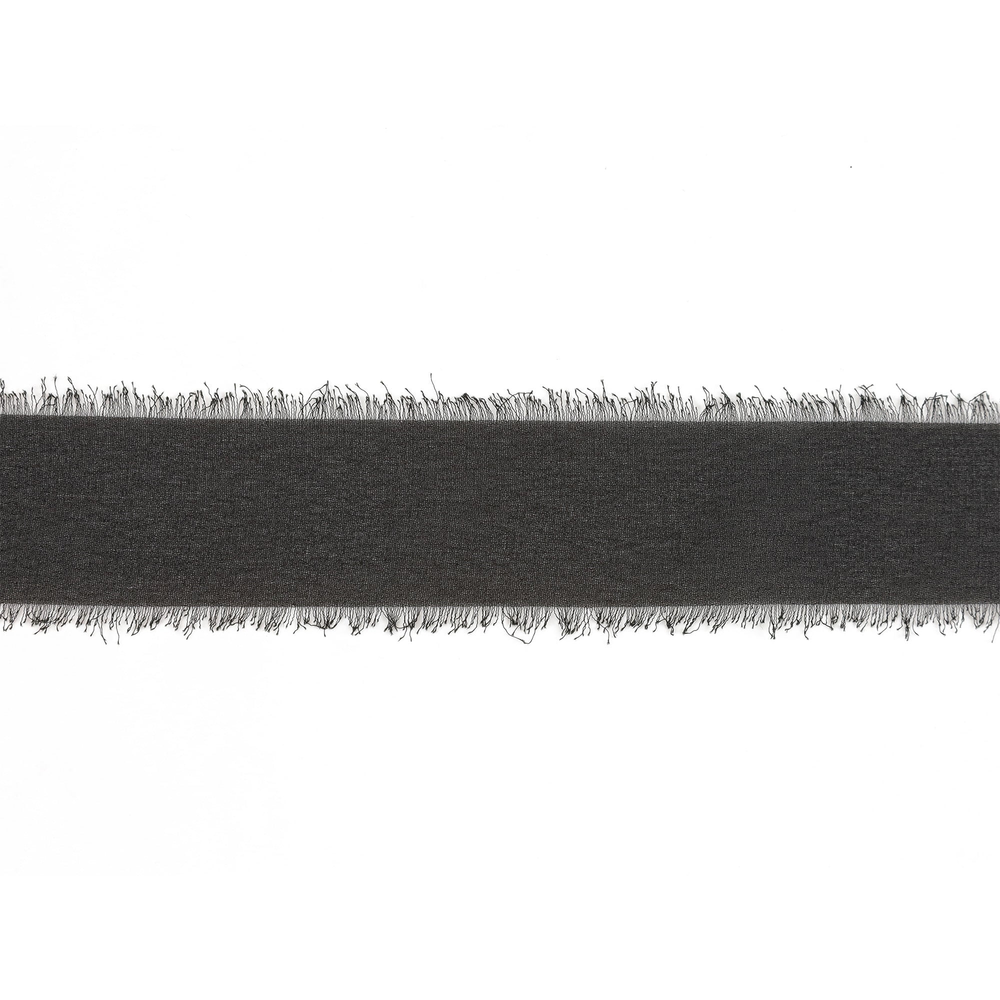 LaRibbons 1 1/2" Frayed Edge Chiffon Ribbon, Black, 10 Yard Roll