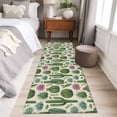thumbnail image 4 of Cactus Summer 2'x6' Runner Rugs for Hallway Kitchen Bedside Non Slip, Watercolor Tropical Botanical Linen Texture Entryway Rug Runners with Rubber Backing, Long Carpet Runner for Laundry Room, 4 of 8