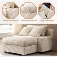 thumbnail image 3 of Aukfa 55" Oversized Chaise Corduroy Sofa Plush Chair Bed for Living Room Bedroom, 3 Pillows, Beige, 3 of 10