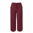 thumbnail image 4 of Pxiakgy Linen Pants for Women Casual Pants Elastic and Comfortable Fabric Pants Sports and Leisure Beach Comfy Casual Pants Lightweight Loose Trousers Summer Beach Vacation Outfits 2025 Wine S, 4 of 5