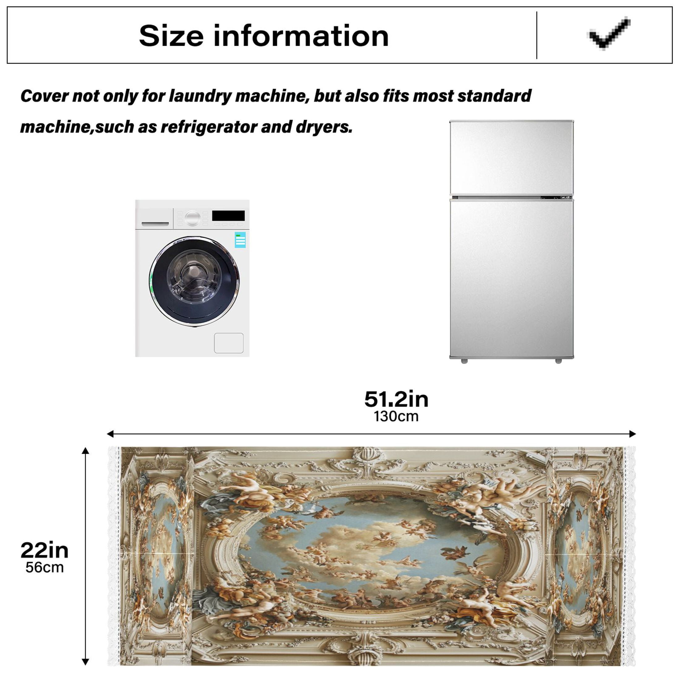 The Baroque PatternWasher and Dryer Covers Dust-Proof and Oil Resistant Fridge Cover with 4 Storage Pockets Washing Machine Top Cover for Laundry Kitchen Home 51.2 x 22 In