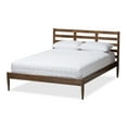 thumbnail image 2 of Baxton Studio Opal Mid-Century Modern Solid Walnut Wood Slatted Headboard Full Size Platform Bed, 2 of 9