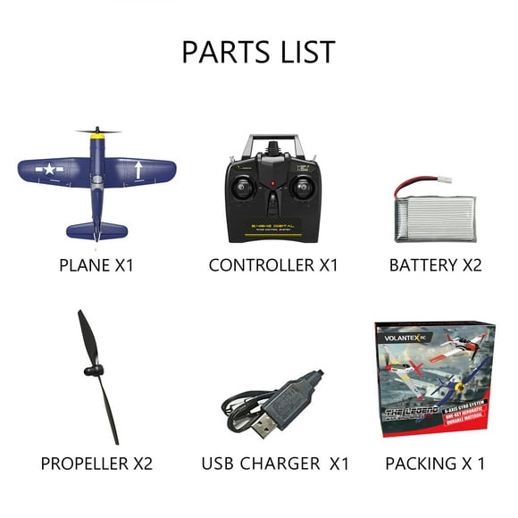 Volantex RC Plane F4U Corsair 2.4Ghz 4CH 6-Axis Gyro EPP Foam 400mm Wingspan Fixed Wing Glider For Beginner 761-8 RTF