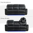 thumbnail image 3 of Comfort Stretch 3 Seater Power Recliner Chair Sofa Set for Living Room,Faux Leather Electric Black Home Theater Seating Reclining Sofa Couch with Flipped Middle Backrest,LED Light,USB Port,Cup Holders, 3 of 7