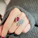 thumbnail image 1 of Anillo abierto de lujo con cristal de gota de agua roja Chapado en plata vívida para novias y compromisos, 1 of 5