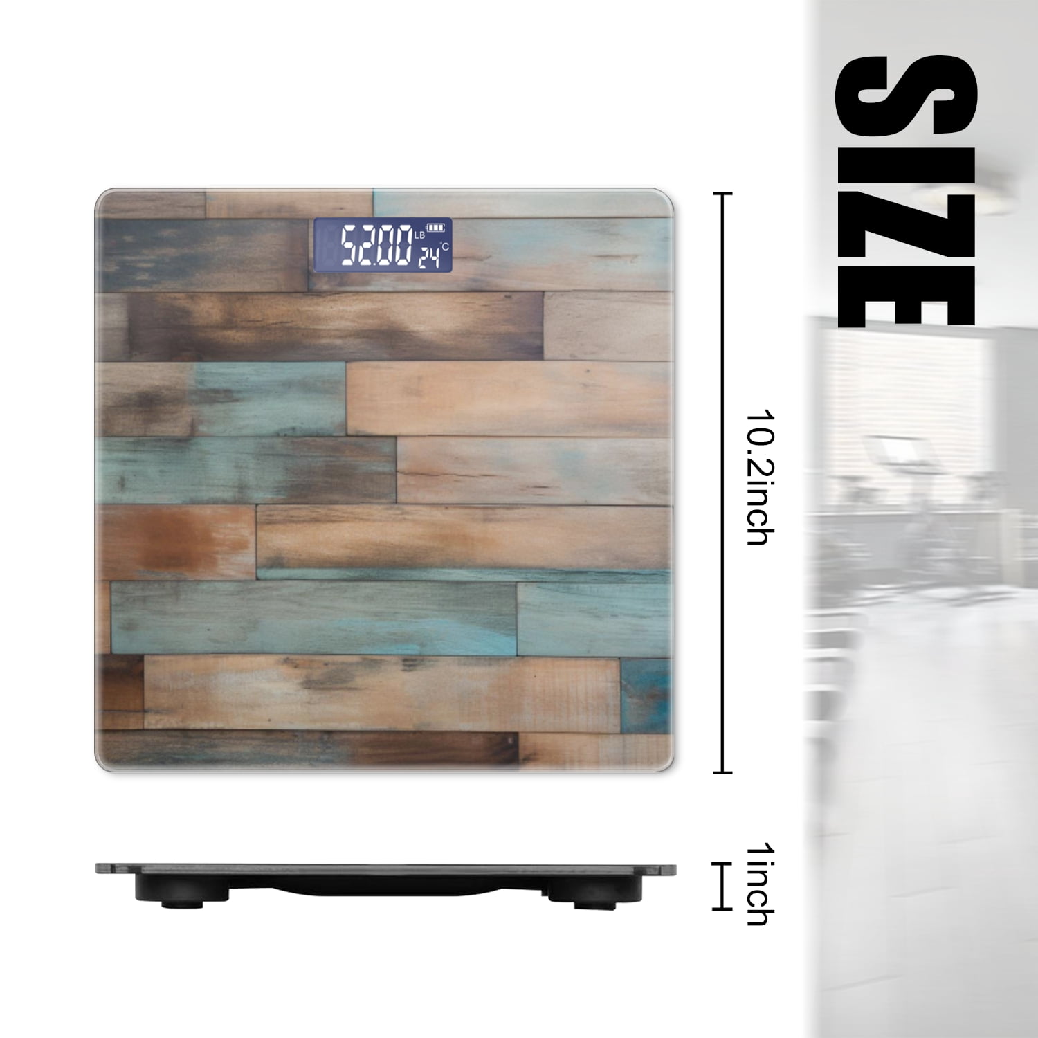High Precision Body Weight Scale Smart Bathroom Scales with Large LCD Display(400lbs),Decorative for Bedroom-Wooden Wall With Aged Finish And Featuring Weathered Textures
