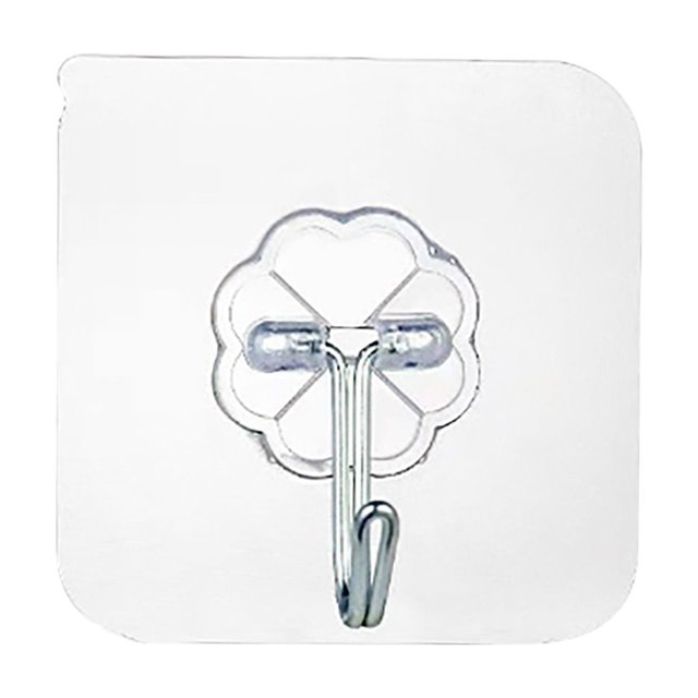 Less Than 5 Hooks Large Hook Strong Adhesive No Punching Kitchen Bathroom Transparent Adhesive Hook Strong Load Bearing