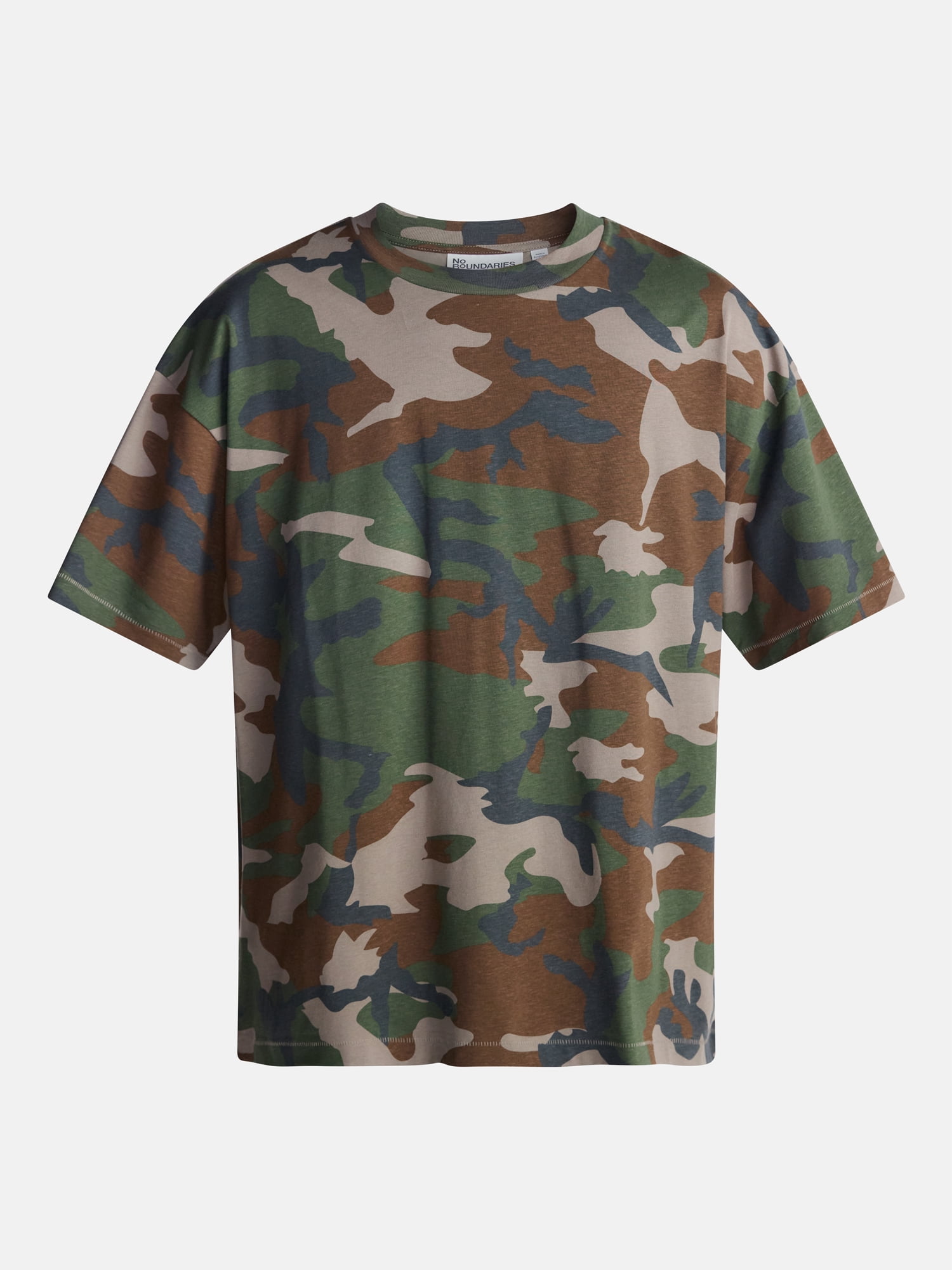 No Boundaries Cotton Oversized Cropped Tee with Short Sleeves, Men's and Big Men's XS-5XL