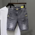 thumbnail image 2 of Pantalones cortos vaqueros anchos para hombre, holgados, estilo Hip Hop, estilo Harajuku, estilo retro, de color azul, finos y groseros, 2 of 4