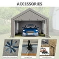 thumbnail image 3 of LZBEITEM Carport, 13' x 20' Heavy Duty Carport with Roll-up Sidewall and Ventilated Windows, Portable Outdoor Garage for Car, Truck, SUV, Boat, Car Canopy with All-Season Tarp, Gray, Height 9.8', 3 of 15
