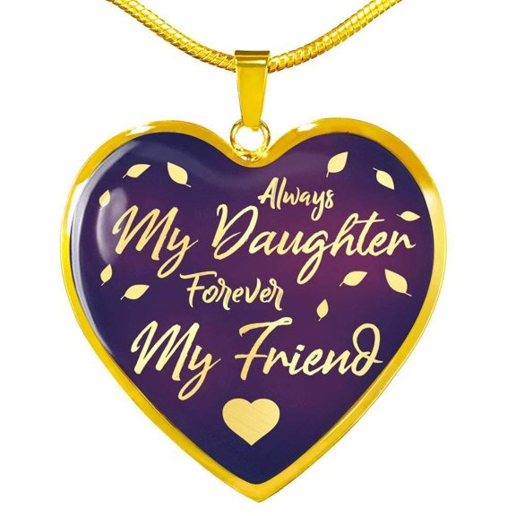 To Daughter From Mom Necklace Stainless Steel Heart Pendant Necklace 18-22"