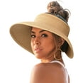 Packable Travel Sun Hats for Women FURTALK Wide Brim Straw Visor with