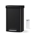 thumbnail image 1 of 13 Gallon Black Stainless Steel Kitchen Trash Can – Step-On Pedal, Soft-Close Lid, Rustproof, Liner Rim, Rear Handle – Modern Garbage Bin for Home or Office – Black, 1 of 7