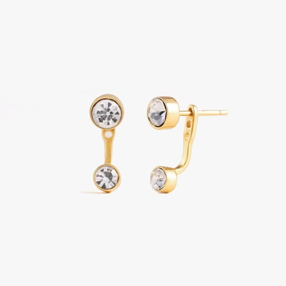 Double Round Crystal 3A CZ  Front Back Earrings