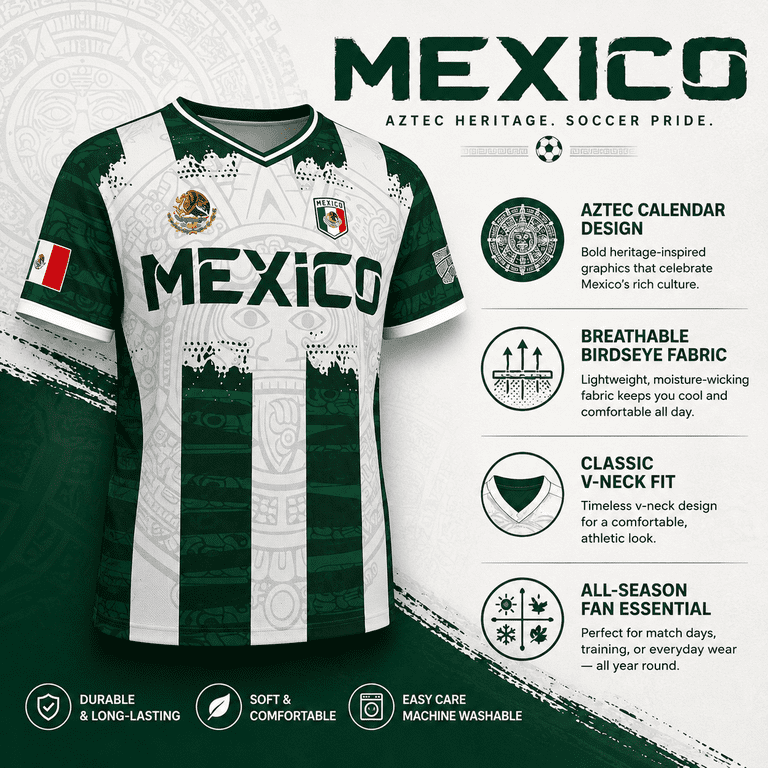 Mexican Flag Football Shirt for Men - 2026 Team Mexico Soccer