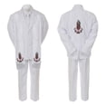 thumbnail image 3 of Baby Boy Christening Formal White Single Breasted Suit Silver Gold Guadalupe on Stole & Back Sm-20, 3 of 4