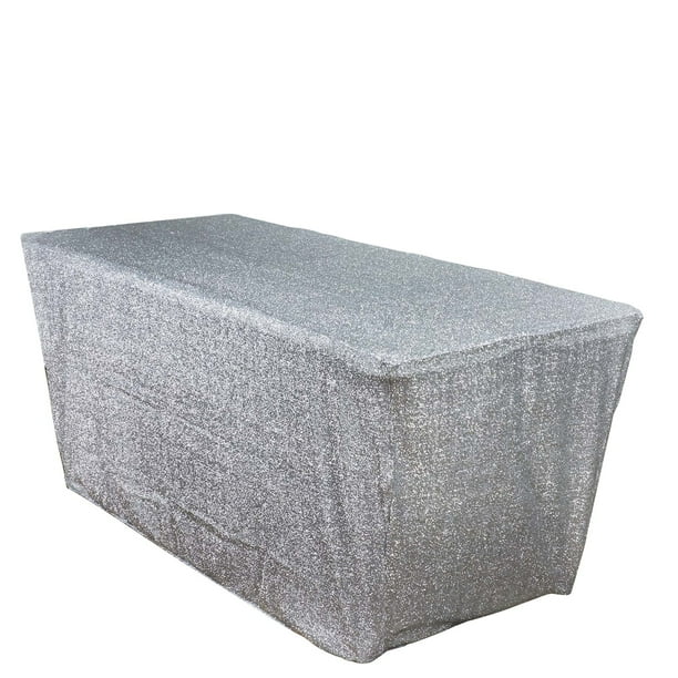 Efavormart 6ft Rectangle Table Cover Silver Shiny Glittered Spandex Tablecloth For Wedding Party Event Banquet Decor Com Efavormart 6ft Rectangle Table Cover, Spandex Table Covers 6ft Uk Size