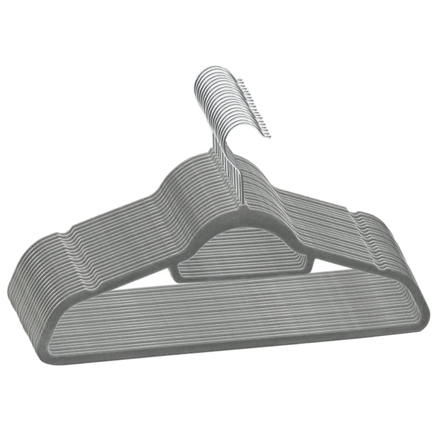Set de 50 perchas robustas con revestimiento de terciopelo gris VidaXL