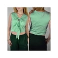 thumbnail image 2 of Gupgi Tie Front Tops for Women Striped Tank Top Sleeveless Ruffle Vest Summer Solid Color Crop Top, 2 of 7