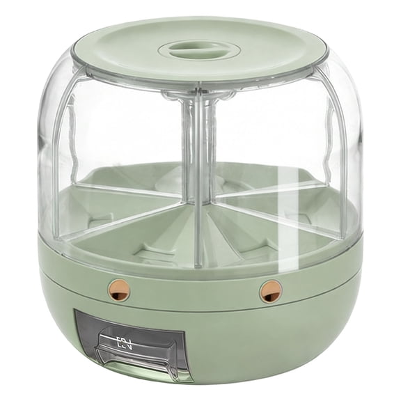 Gnwei 360° Rotating Candy Dispenser with Storage Box, Multi-Compartment Countertop Cereal & Grain Dispenser, Transparent Plastic Candy Dispenser for Rice, Cereals, Snacks