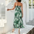 thumbnail image 4 of Wycnly Summer Dresses for Women Beach Boho Vintage Floral Elastic Waist Spaghetti Strap Long Dresses 2025 Sleeveless V-Neck Ethnic Style Print Maxi Formal Dress Green l, 4 of 4