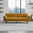 thumbnail image 3 of Pemberly Row Mid-Century Modern Tufted Back Gold Velvet Upholstered Sofa, 3 of 7