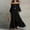 *Black, variant on U Women's Off The Shoulder 3/4 Sleeve Cotton Linen Tiered Maxi Dress,Solid Color Loose Dress White,Women's Plus L
