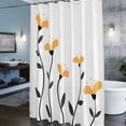 thumbnail image 5 of Shower Curtain for Bathroom Rural Watercolor Orange Blooming Floral Waterproof Bath Curtains Shower Curtains with Hooks,Black Line Branch Bathroom Curtain Privacy Drapes for Bathtubs Toilet 72x72in, 5 of 9