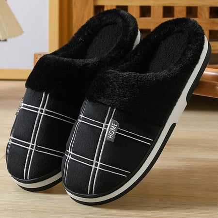 

Chnzic Men Winter Home Cotton Slides Christmas Antlers Print Thermal Slippers Casual Home Shoes