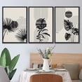 thumbnail image 3 of PixonSign Framed Canvas Print Wall Art Set Duotone Mid-Century Tropical Plant Variety Abstract Shapes Illustrations Modern Art Boho Decorative for Living Room, Bedroom, Office - 16"x24"x3 BLACK, 3 of 5