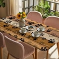 thumbnail image 3 of Yellow Brown Table Cloths for 6 Foot Rectangle Tables, Farmhouse Dog Paw Vintage Patio Waterproof Elastic Fitted Tablecloths, Washable Rectangular Table Cover for Camping, 3 of 8