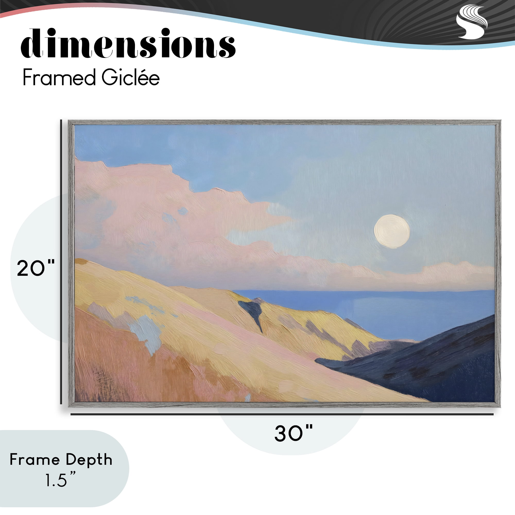 Stupell Industries Pink Hills At The Ocean Gray Framed Giclee Art, design by Gina Kelly