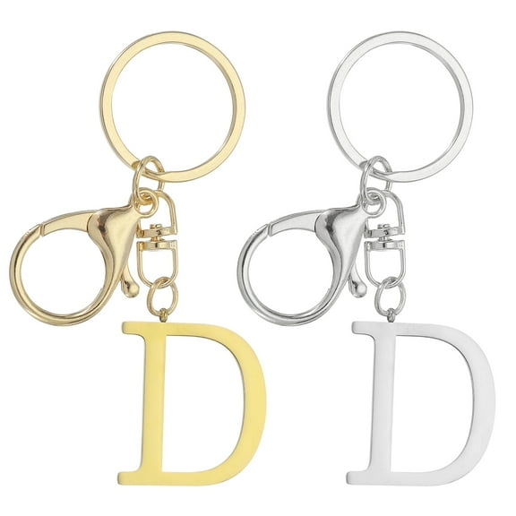 Uxcell 2 Pcs Initial Letter Keychain Letter Keychain for Women Alphabet Pendant for Key Handbag Purse Bag Letter D