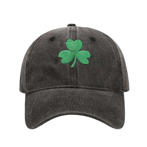 DJN 2026 St. Patrick's Day Women's Sun Hat Color Block Shamrock Print Cotton Baseball Cap Black One Size