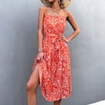 thumbnail image 2 of EQWLJWE Robes pour Femmes Robes pour Femmes 2023 Mode Femmes Élégante Imprimé Laçage Bretelles Sans Manches Robe à Simple Boutonnage Jupe Longue, 2 of 6