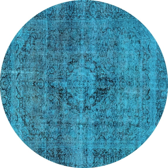 Ahgly Company Indoor Round Persian Light Blue Bohemian Area Rugs, 8' Round