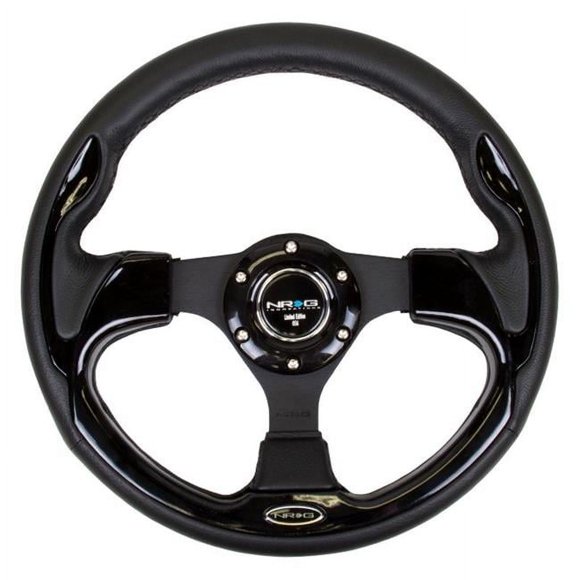 NRG RST-001BK Volant Renforcé, Noir avec Bordure Noire Brillante - 320 mm