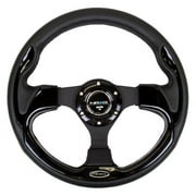 NRG RST-001BK Reinforced Steering Wheel, Black with Gloss Black Trim - 320 mm