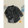 thumbnail image 3 of Bslissey Little Boys Girls Denim Coats Solid Color Long Sleeve Lapel Buttons Jean Jacket Toddler Kids Casual Outerwear for Daily 12M 18M 24M 3T 4T 5T, 3 of 7
