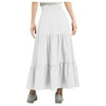 thumbnail image 5 of Twczz Girls Flowly Skirts- Elastic Waist Drawstring Casual Summer Kids Maxi Skirt White Size 14, 5 of 9