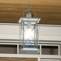Luxury Colonial Outdoor Pendant, 21''H x 9''W, with Tudor Style Elements, French Country Design, Stainless Steel Finish and Shatterproof Glass, UHP1221