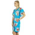 thumbnail image 3 of Bimba Women Cotton Kaftan Bridesmaid Short Blue Floral Caftan, 3 of 5