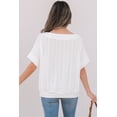 thumbnail image 2 of I AM A FASHION JUNKY White Eyelet Pattern Boat Neck Casual Tee (White, L, 97%Polyester+3%Elastane), 2 of 8