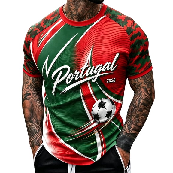 PLHWHYQ Portugal Soccer Men Portugal Football Short Sleeve Tee Football Shirt Soccer Football Shirt